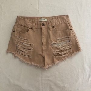 Forever 21 Pink Denim Ripped Jean Shorts